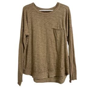Talulah Women's Large Casual Long Sleeve Lightweight Top Beige Tan Rustic Style